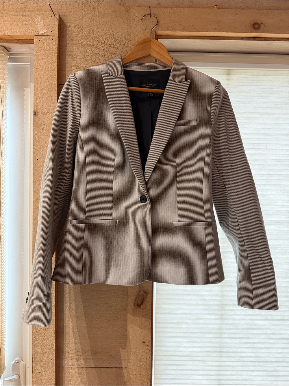 Banana Republic Women's Narrow Pinstripe Blazer - Light Gray